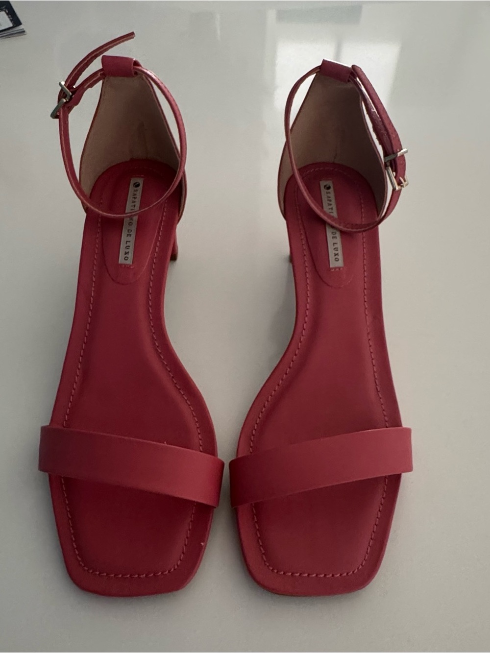 Women's Mauve Pink Ankle-Strap Sandals slim block heels size 7 new in box